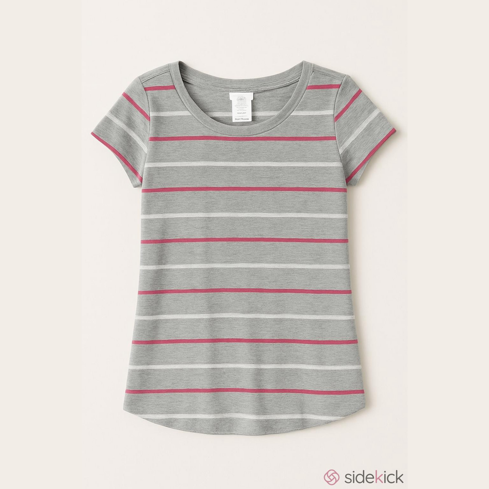Ambiance Girls Gray Striped T-Shirt Small